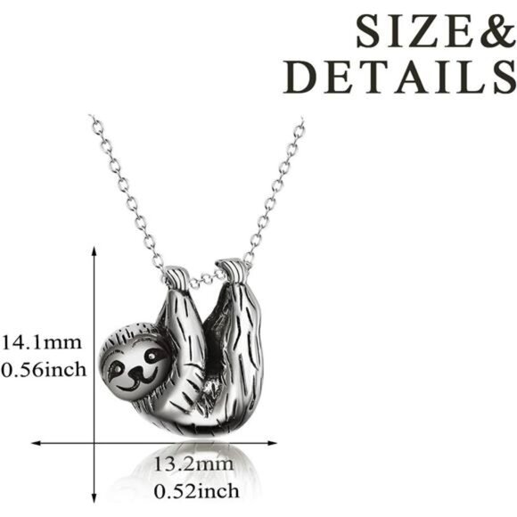 Sloth Gifts Sterling Silver Sloth Necklace Cute Sloth Pendant - Picture 4 of 7